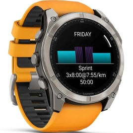 Смарт-часы Garmin Fenix 8 51mm Amoled Sapphire (010-02905-11) Titanium with Spark Orange/Graphite Silicone Band