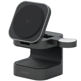 Беспроводное зарядное устройство EnergEA MagCube Qi2 Certified 3-in-1 Wireless Charger Space Grey