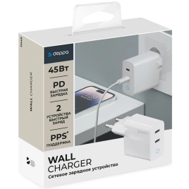 Сетевое зарядное устройство Deppa 45W 2xUSB-C 11449