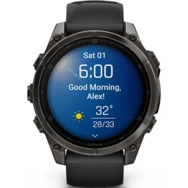 Смарт-часы Garmin Fenix 8 47mm Amoled Sapphire (010-02904-21) Carbon Gray DLC Titanium with Black/Pebble Gray Silicone Band