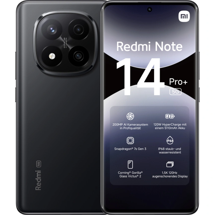 Смартфон Xiaomi Redmi Note 14 Pro Plus 5G 8/256Gb Midnight Black Global Version фото 1