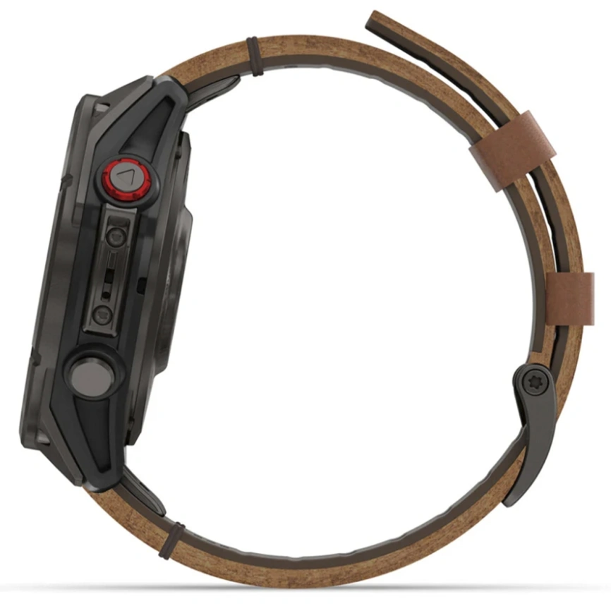 Смарт-часы Garmin Fenix 8 Pro 47mm Amoled Sapphire Lens Tinanium With Chestnut Leather Band Plus Pabble gray Silicone (010-03198-40) фото 2