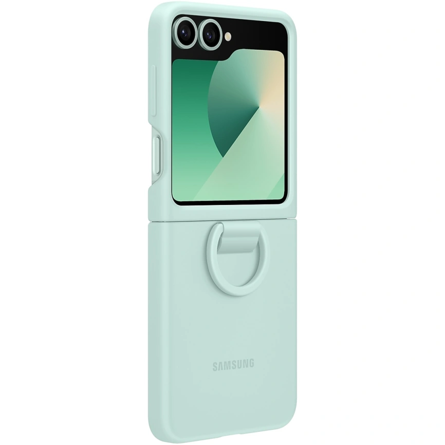 Чехол Samsung Silicone Case with Ring для Galaxy Z Flip6 Mint Green фото 4