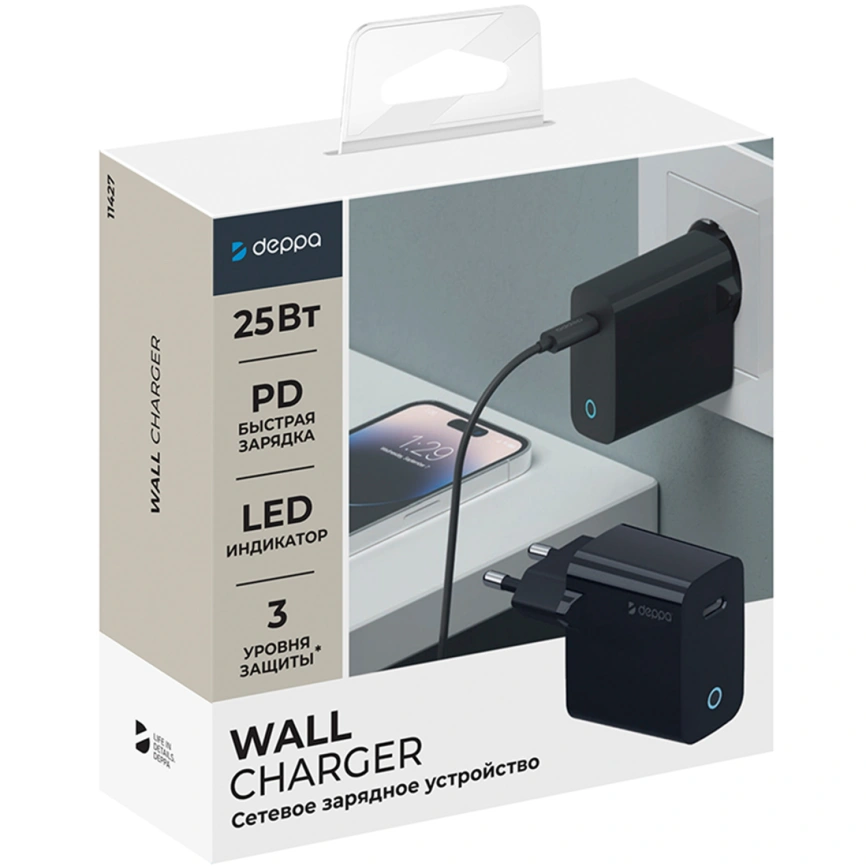 Сетевое зарядное устройство Deppa 25W USB-C 11427 Black фото 2