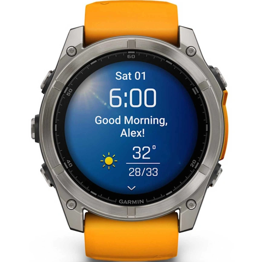 Смарт-часы Garmin Fenix 8 51mm Amoled Sapphire (010-02905-11) Titanium with Spark Orange/Graphite Silicone Band фото 2