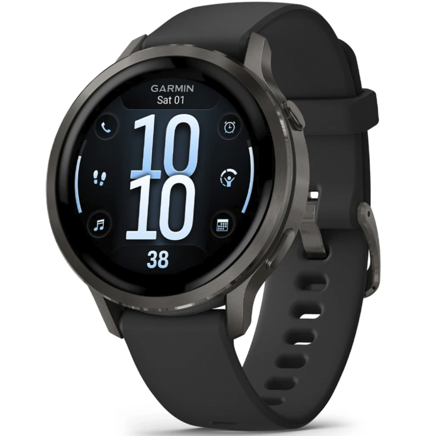 Смарт-часы Garmin Venu 4 41mm Slate Bezel With Black Silicone Band (010-03013-02) фото 1