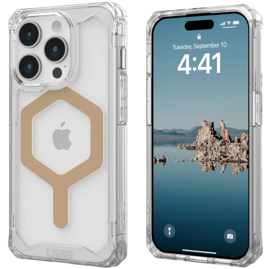 Чехол UAG с поддержкой MagSafe Plyo для iPhone 15 Pro Max Ice/Gold (114305114381) фото 4