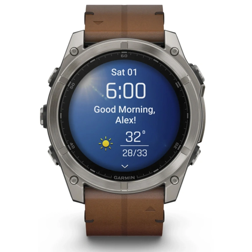 Смарт-часы Garmin Fenix 8 51mm Amoled Sapphire Bare Titanium Black with Chestnut Leather Band with Grapphite Silicone Band (010-02905-40) фото 9