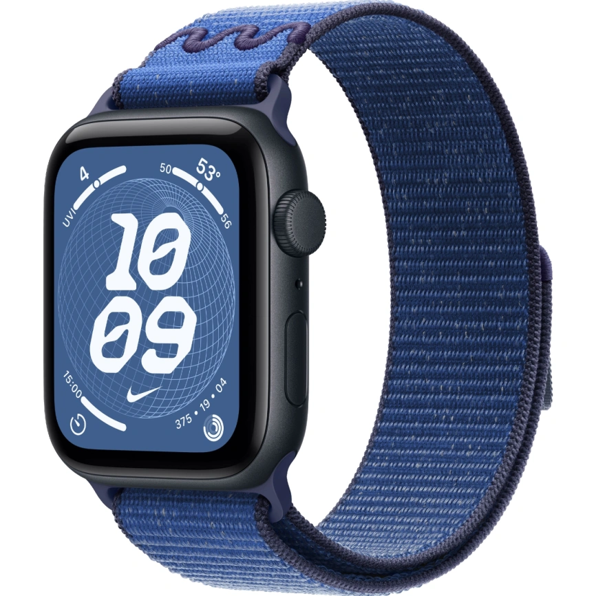 Смарт-часы Apple Watch SE (2025) 40mm Midnight Aluminum Case with Blue Ribbon Nike Sport Loop фото 1