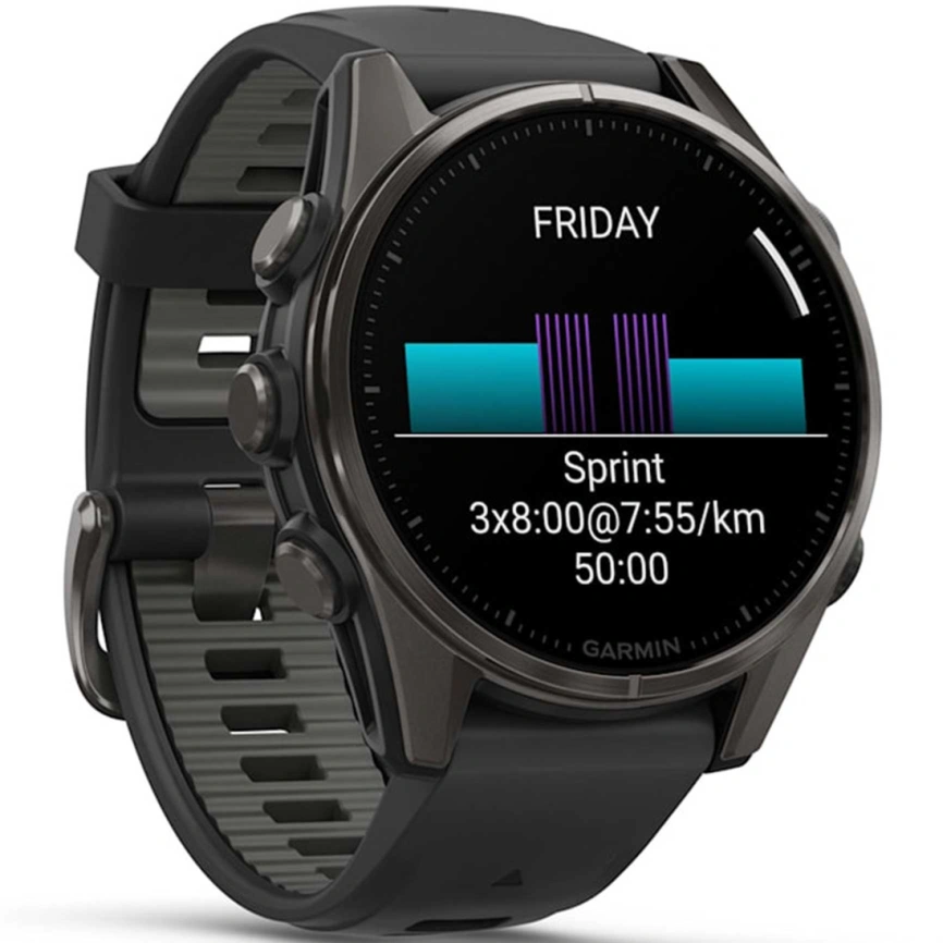 Смарт-часы Garmin Fenix 8 43mm Amoled Sapphire (010-02903-21) Carbon Gray DLC Titanium with Black/Pebble Gray Silicone Band фото 3