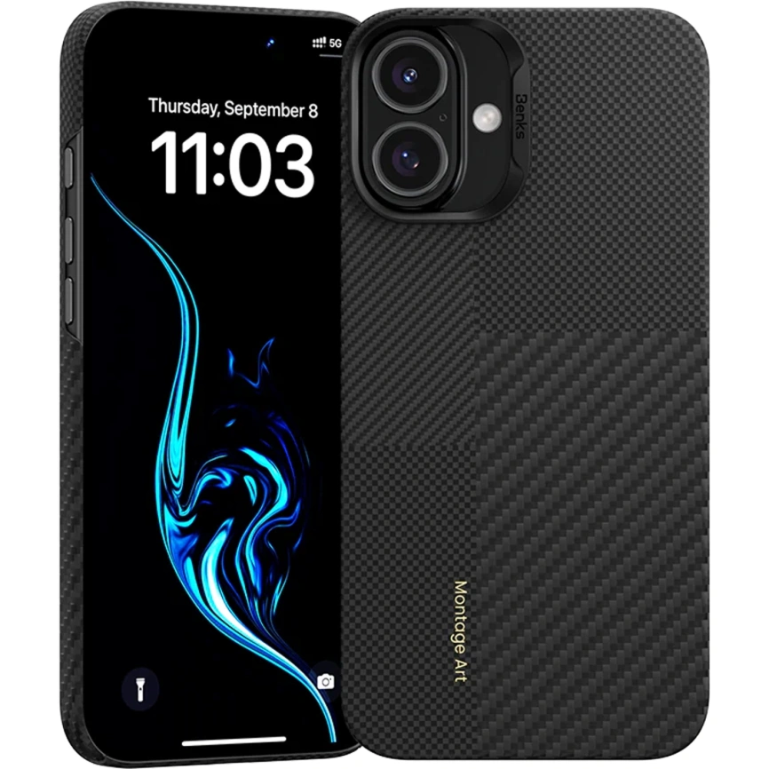 Чехол Benks Montage ArmorAir Case built with Kevlar для iPhone 16 Black фото 2