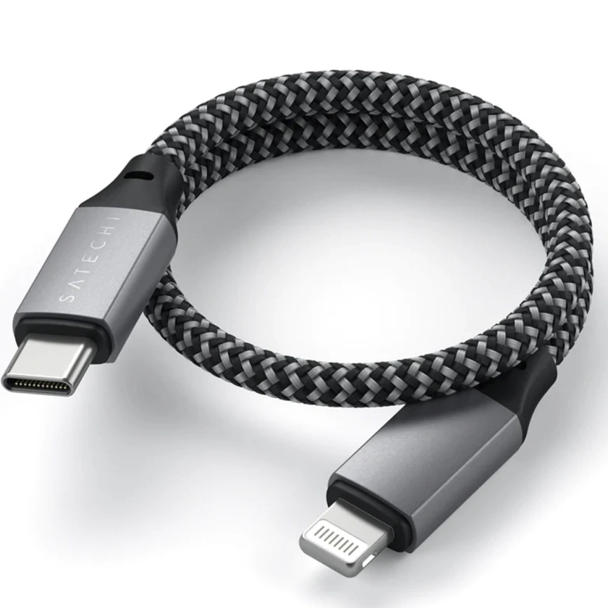 Кабель Satechi USB-C/Lightning 0,25m ST-TCL10M Space Grey фото 2