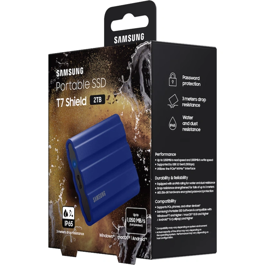 Внешний SSD накопитель Samsung T7 Shield USB 3.2 Type-C 2TB Blue (MU-PE2T0R) фото 4