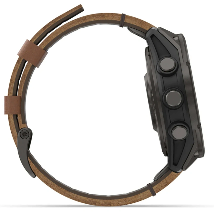 Смарт-часы Garmin Fenix 8 Pro 47mm Amoled Sapphire Lens Tinanium With Chestnut Leather Band Plus Pabble gray Silicone (010-03198-40) фото 5