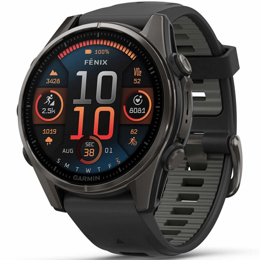 Смарт-часы Garmin Fenix 8 43mm Amoled Sapphire (010-02903-21) Carbon Gray DLC Titanium with Black/Pebble Gray Silicone Band фото 1